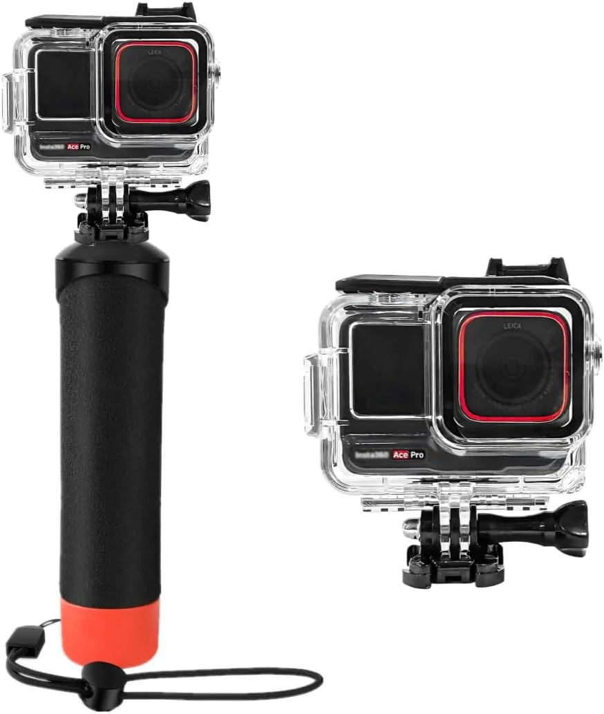 محفظه ضد آب و دسته شناور سازگار با Insta360 Ace Pro، محافظ زیر آب با لوازم جانبی براکت