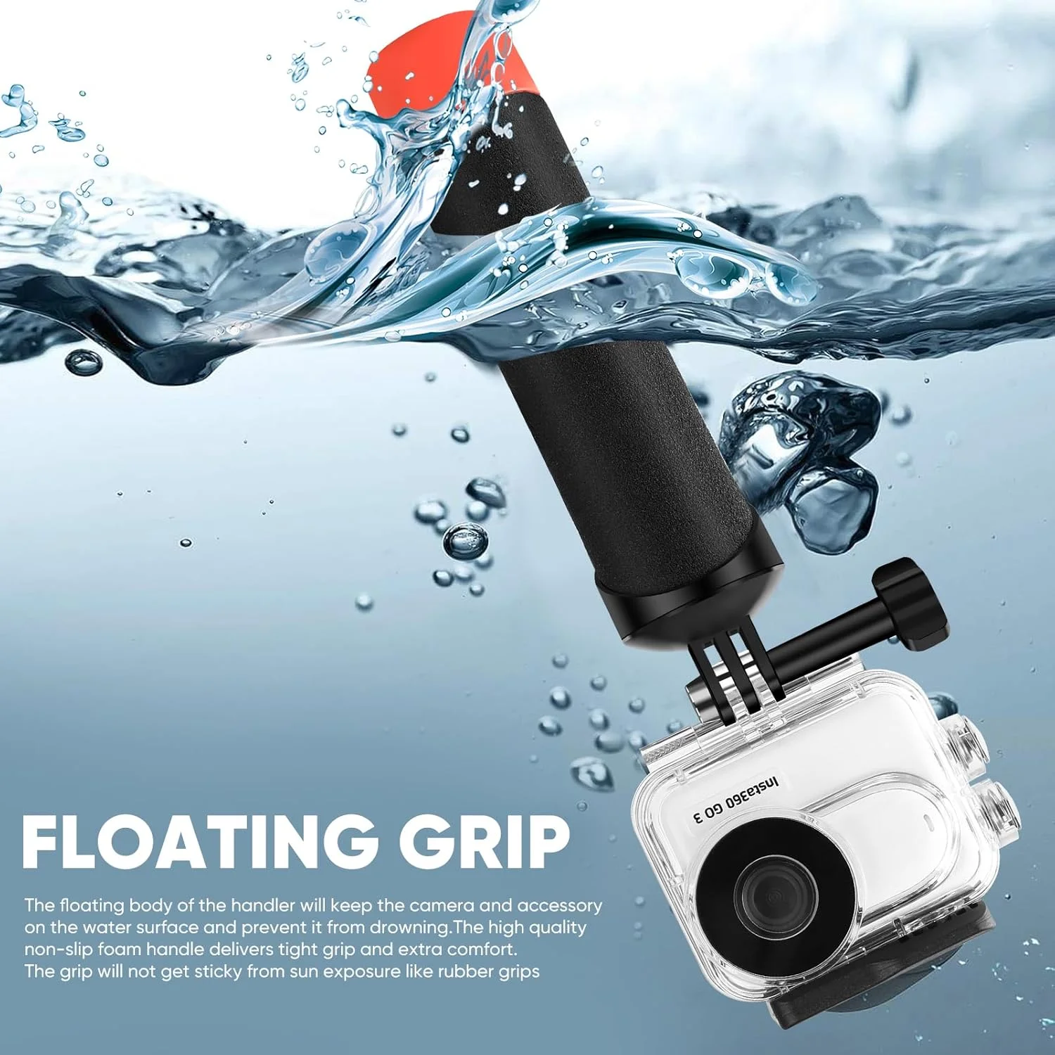 محفظه ضد آب و دسته شناور سازگار با Insta360 GO 3S، محافظ زیر آب با لوازم جانبی براکت