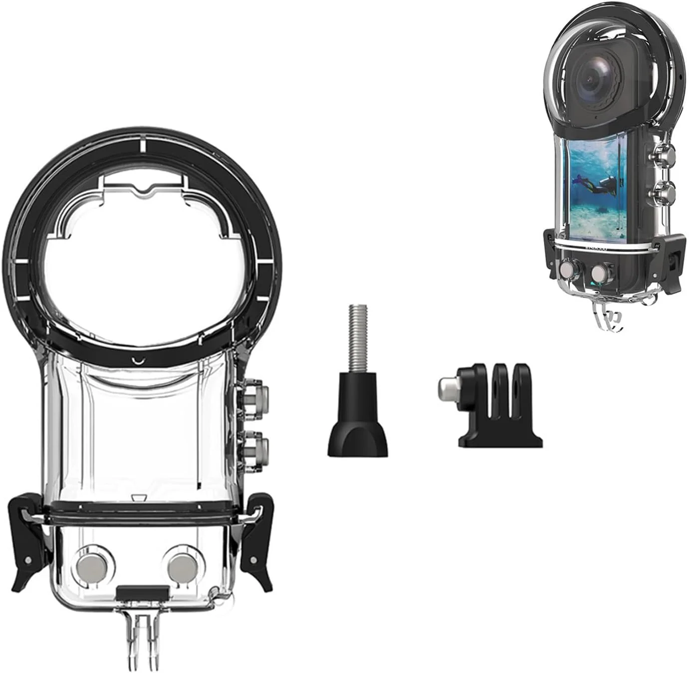 محفظه ضد آب LICHIFIT 40 متری برای دوربین پانورامیک Insta360 X5، محافظ زیر آب با رابط های توسعه و آداپتور پورت پیچ 1/4