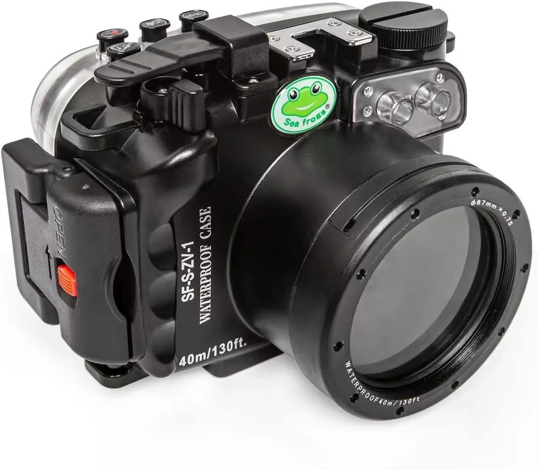 محفظه ضد آب دوربین Seafrogs ZV-1 [40M/130FT] مناسب غواصی برای Sony ZV1 ZV-1 با حسگر تشخیص نشت، درگاه سیستم پمپ خلاء - مشکی