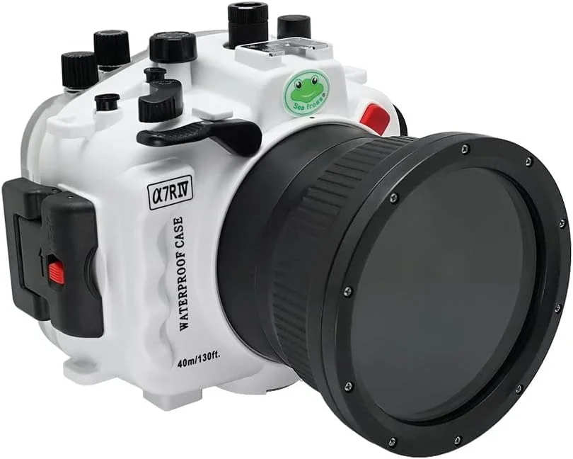 محفظه زیرآبی Seafrogs برای Sony A7R IV A7R4 + کیت پورت گنبدی WA005F [40M/130FT] قاب ضد آب برای Sony Alpha 7R IV + FE 16-35mm F/4, 28-70mm F3.5-5.6, 12-24mm F4 G Lens-سفید
