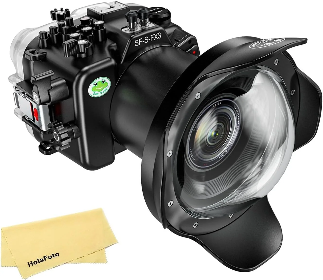 محفظه ضد آب Seafrogs برای Sony Alpha FX3 I FX30 + کیت پورت Dome WA005A [40M/130FT] مناسب غواصی برای Sony ILME-FX3 I FX30 +FE 24-70 F2.8 GM, 90mm F2.8 G