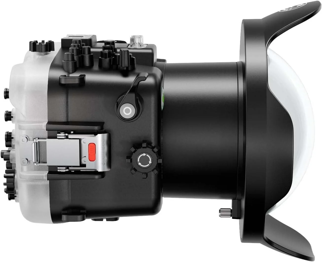 محفظه ضد آب Seafrogs برای Sony Alpha FX3 I FX30 + کیت پورت Dome WA005A [40M/130FT] مناسب غواصی برای Sony ILME-FX3 I FX30 +FE 24-70 F2.8 GM, 90mm F2.8 G