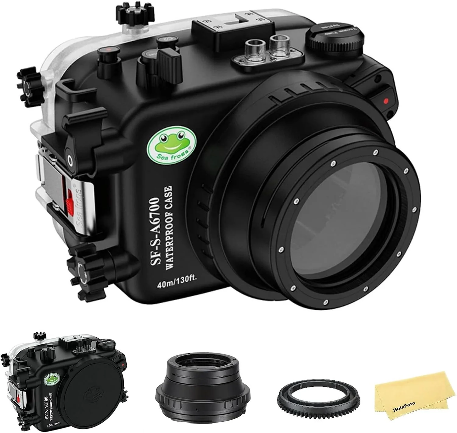 محفظه ضد آب Seafrogs برای Sony a6700 با پورت تخت FL28، [40M/130FT] مناسب برای غواصی برای Sony ILCE-6700 با FE E10-18mm F/4 OSS، FE 28-60 mm F4-5,6