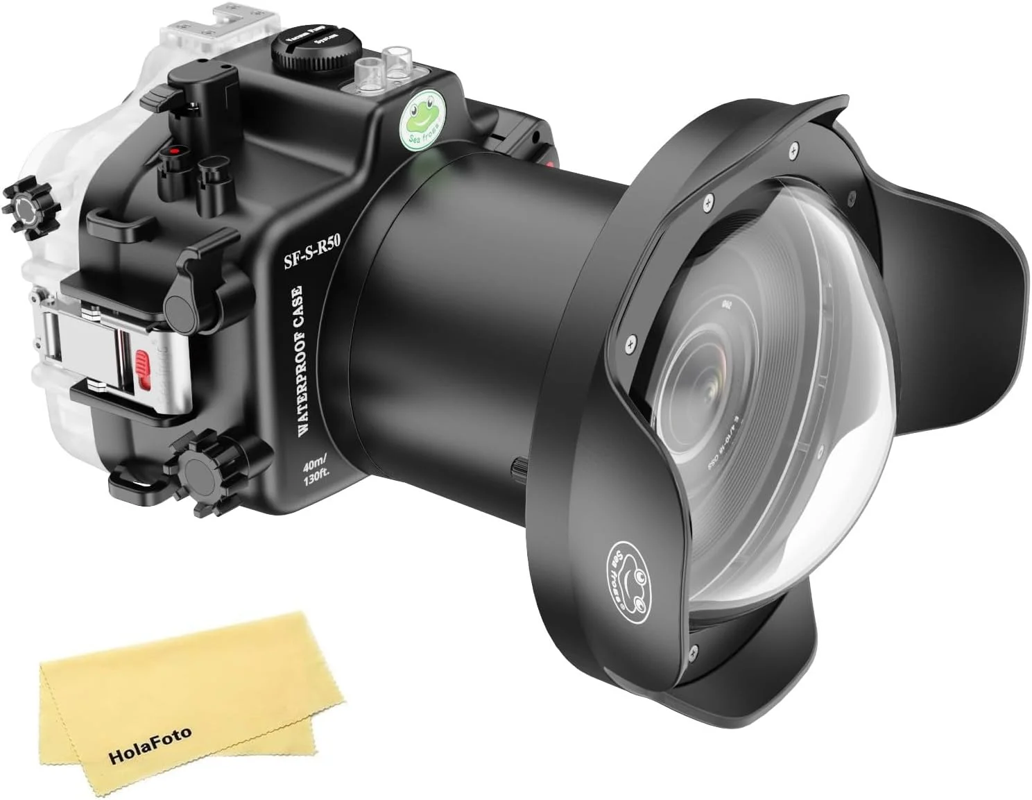 محفظه ضد آب SeaFrogs برای Canon EOS R50، جعبه ضد آب 40 متری با کیت پورت گنبدی بلند WA005A، جعبه غواصی ضد آب برای Canon R50+24-70mm f/2.8, EF 24-105mm f/4