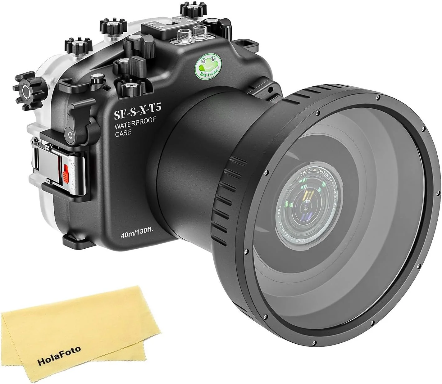 محفظه ضد آب Seafrogs برای Fuji XT5 [40M/130FT]، مناسب غواصی و عکاسی زیر آب برای Fujifilm xt5 با پورت بلند PL برای لنزهای XF 16-80mm f/4 R, XF 18-55mm f/2.8-4 R, XF 16-55mm f/2.8