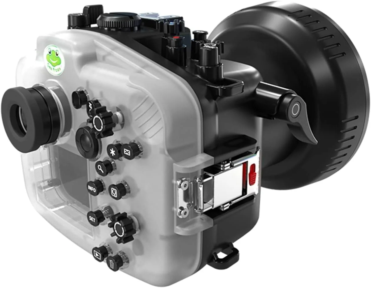 محفظه ضد آب Seafrogs برای Canon EOS R6 با پورت تخت 100 میلی‌متری سازگار با لنزهای 16-35mm، 24-105mm، 100mm و 15-35mm