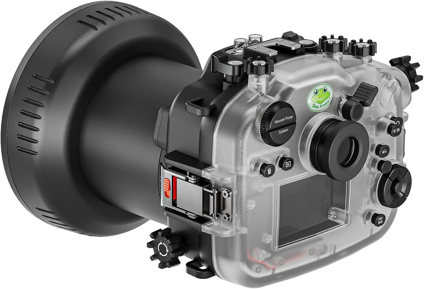 محفظه ضد آب Seafrogs برای Fuji XT5 [40M/130FT]، مناسب غواصی و عکاسی زیر آب برای Fujifilm xt5 با پورت بلند PL برای لنزهای XF 16-80mm f/4 R, XF 18-55mm f/2.8-4 R, XF 16-55mm f/2.8