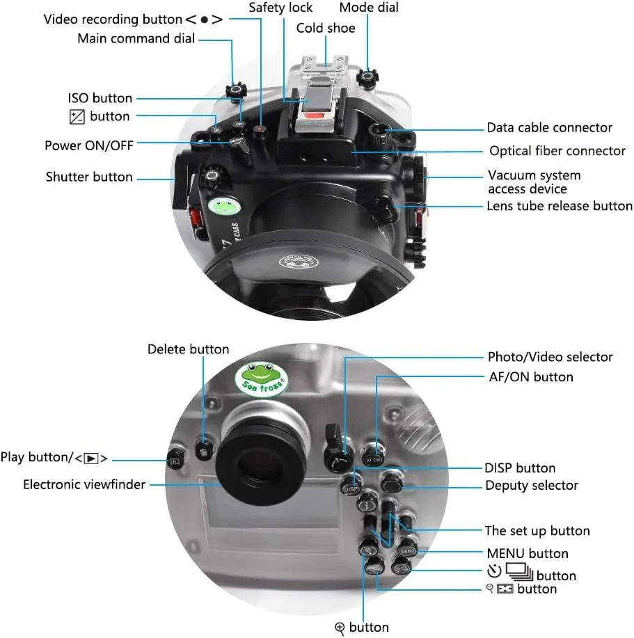 محفظه ضد آب SeaFrogs برای Nikon Z7 Z6 به همراه پورت دام 6 اینچی، عمق 40 متر برای Nikon Z6 Z7 و لنزهای NIKKOR Z 24-70mm f/4, Z 28-75mm f/2.8 محفظه ضد آب SeaFrogs برای Nikon Z7 Z6 به همراه پورت دام 6 اینچی، عمق 40 متر برای Nikon Z6 Z7 و لنزهای NIKKOR Z 24-70mm f/4, Z 28-75mm f/2.8
