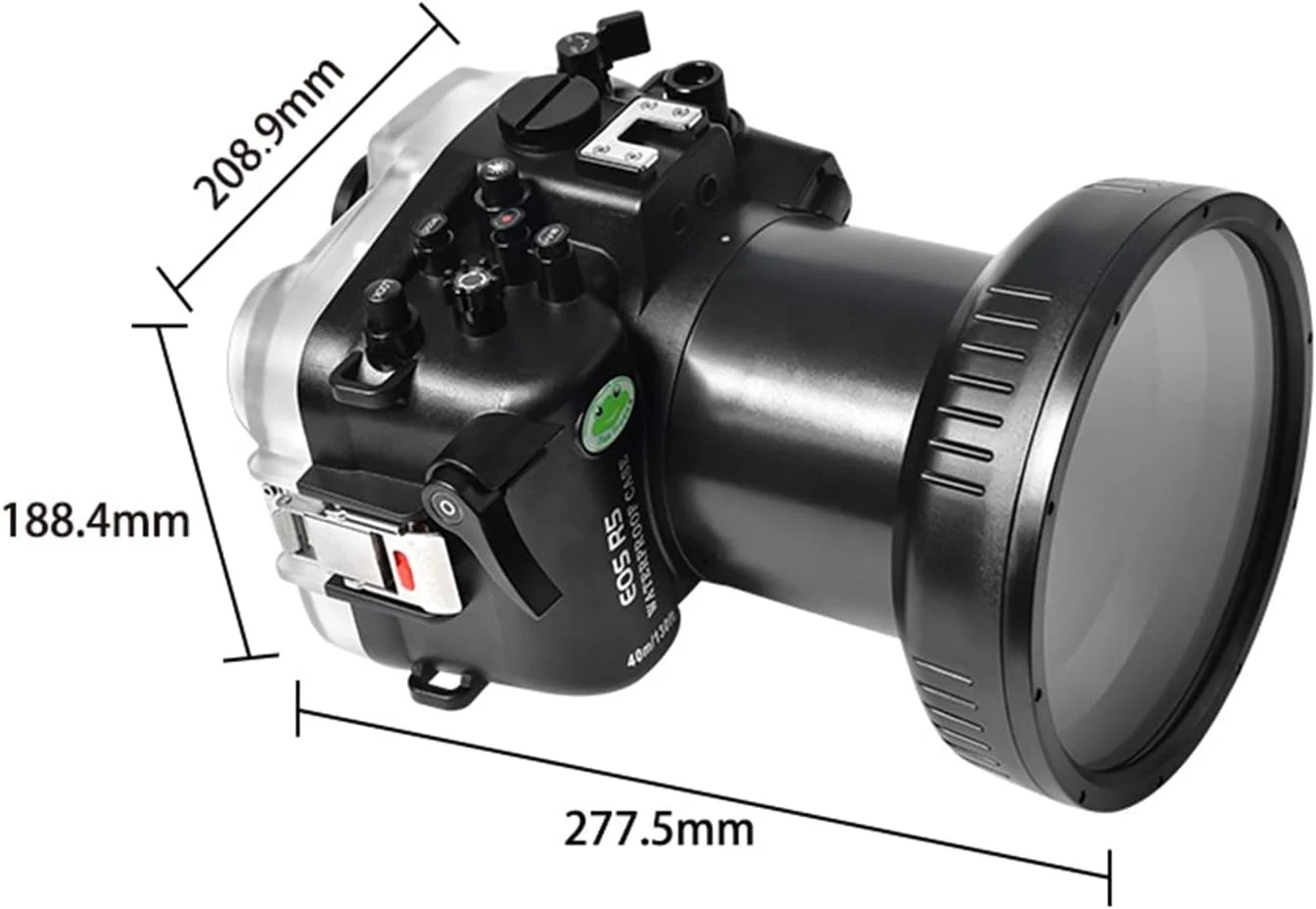 محفظه ضد آب Seafrogs برای Canon EOS R5 + پورت گنبدی 6 اینچی و کیت پورت تخت، [40M/130FT] قاب محافظ سخت برای Canon R5 + لنز 24-105mm