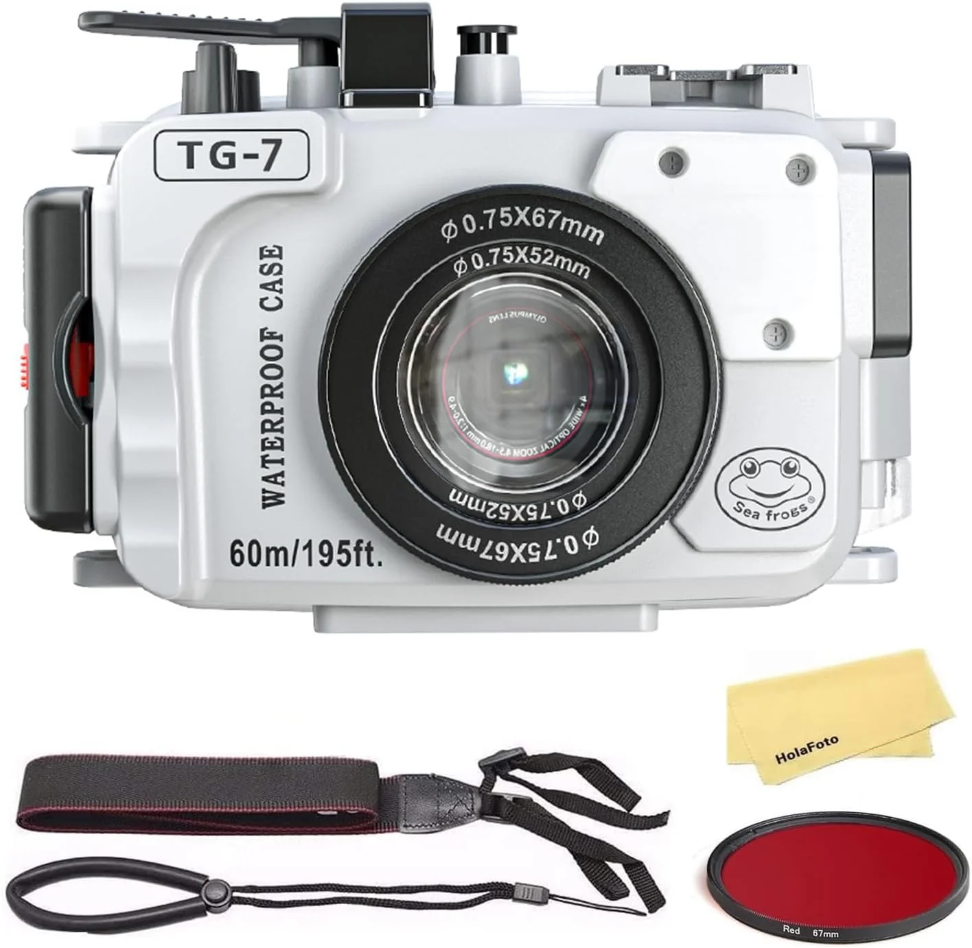 محفظه ضد آب دوربین SeaFrogs Tough TG7 [60m/195ft] برای غواصی و عکاسی زیر آب - سفید