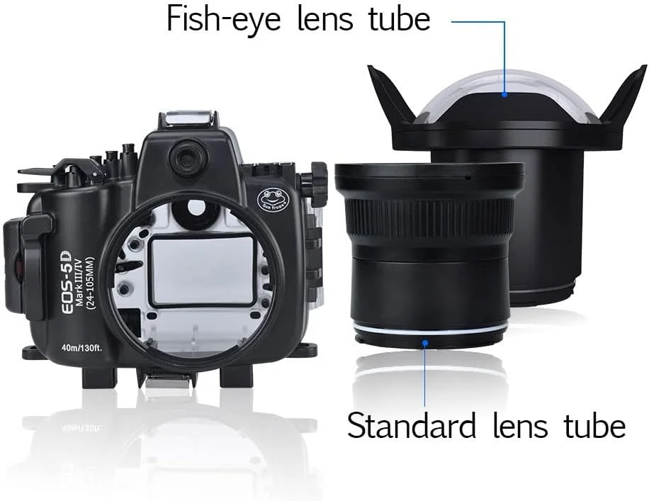 محفظه ضد آب Seafrogs برای Canon EOS 5D Mark III 5D Mark IV + کیت پورت Dome WA005A حرفه ای [40M/130FT] مناسب برای غواصی برای Canon Eosi 5D3 5D4 با لنز EF 24-105mm f/4L