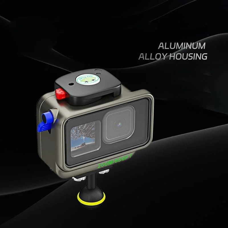 محفظه ضد آب آلومینیومی سی فراگز برای دوربین های گوپرو 13/12/11/10/9، قاب دوربین عکاسی زیر آب 200 متری - رنگ نوک مدادی