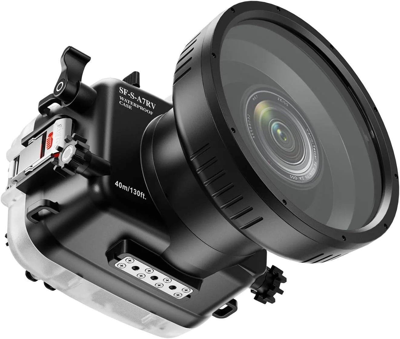 محفظه ضد آب دوربین Seafrogs [40M/130FT] برای Fuji XT5 با پورت تخت کوتاه، کیس دوربین غواصی ضد آب برای Fujifilm XT5 با لنز کوتاه 10-24mm f/4 R, 16-50mm F3.5-5.6, XF 56mm f/1.2 R