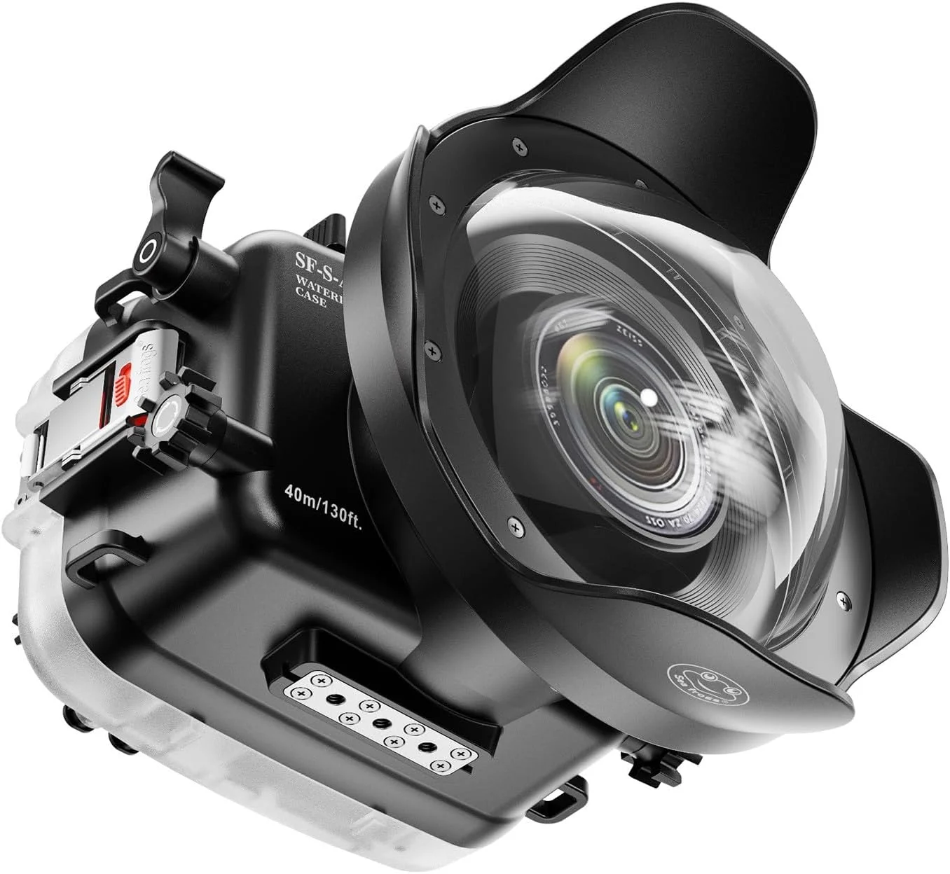 محفظه زیرآبی Seafrogs [40M/130FT] برای Fuji XT5 با پورت گنبدی کوتاه WA005B، جعبه دوربین غواصی ضد آب برای Fujifilm xt5 با لنز کوتاه 10-24mm f/4، XC 16-50mm F3.5-5.6