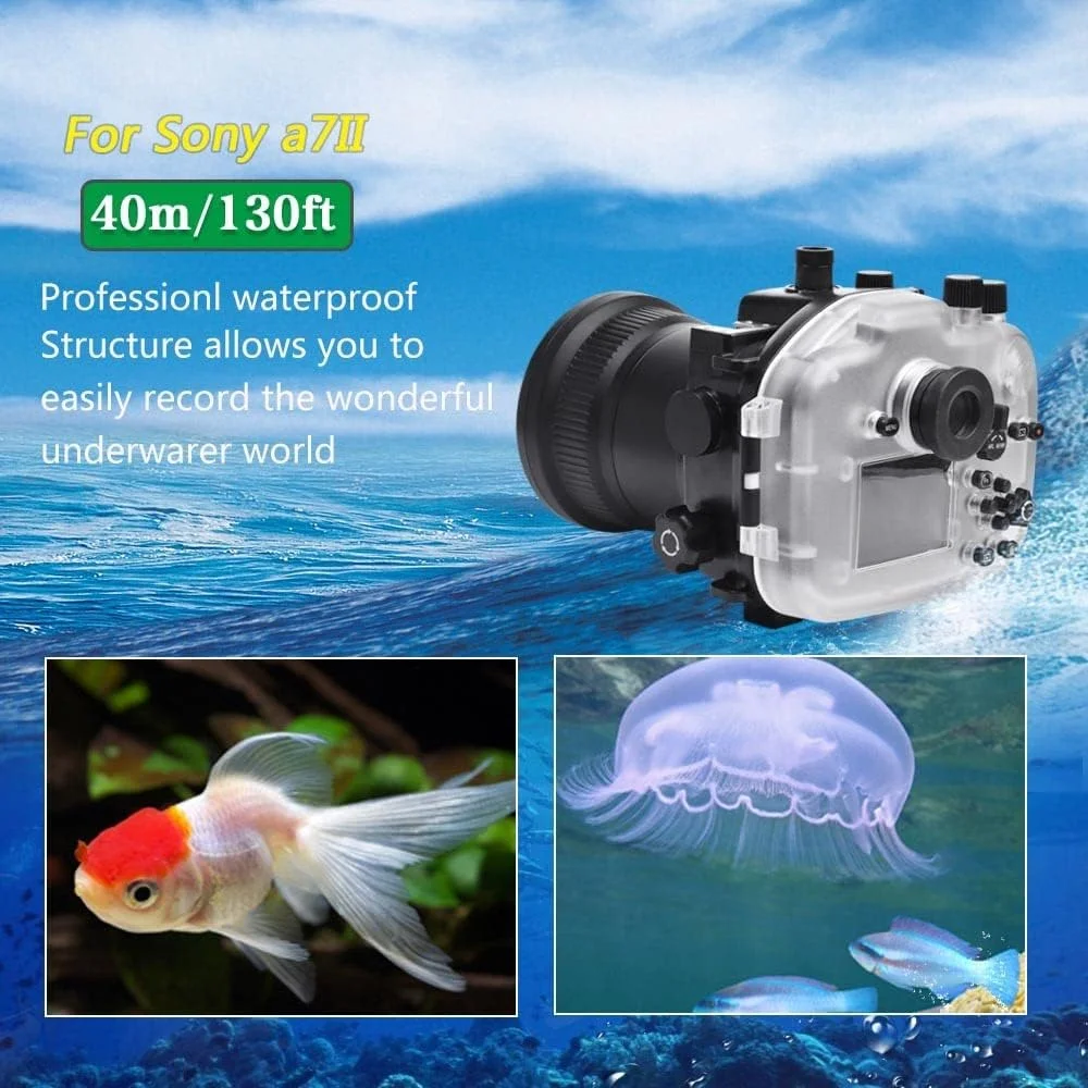 محفظه ضد آب Seafrogs A7 Ii Pro/Ng Series 40M/130Ft برای دوربین های Sony A7 Ii A7R Ii A7S Ii، پشتیبانی از لنز 28-70Mm مشکی [نسخه به روز شده]