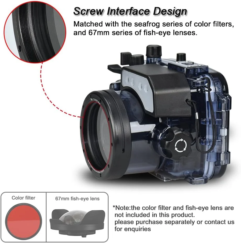 محفظه ضد آب دوربین Sea Frogs سازگار با Sony RX100 I-V IPX8 حداکثر عمق غواصی 40 متری / 130 فوت، مناسب برای غواصی، موج سواری، قایق رانی و اسکی