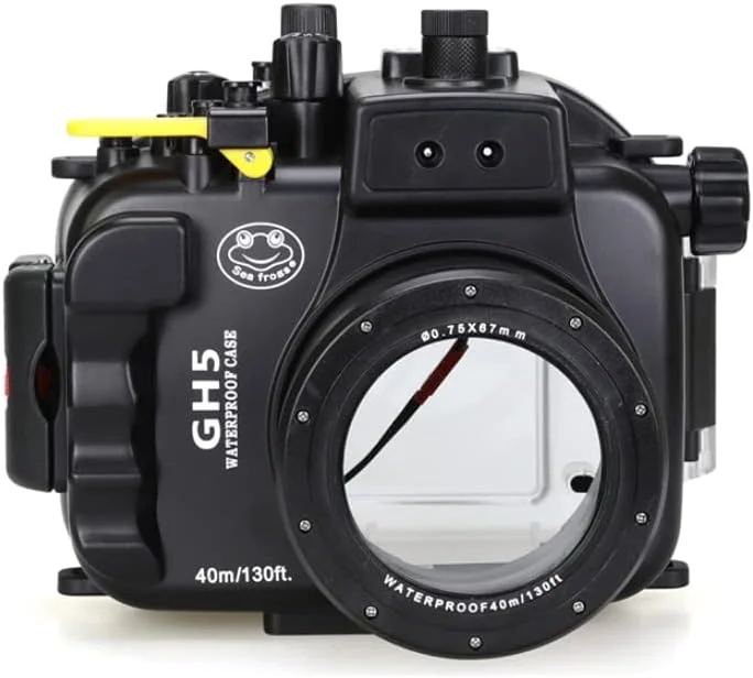 محفظه دوربین زیر آب Sea frogs سازگار با Panasonic GH5 12-60mm IPX8 حداکثر عمق غواصی 40 متر / 130 فوت، جعبه ضد آب دوربین برای غواصی، موج سواری، قایق رانی