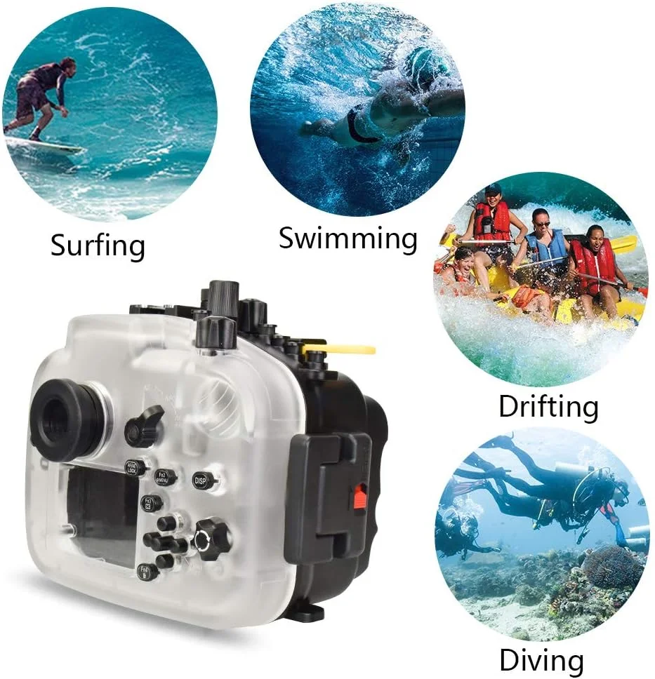 محفظه دوربین زیر آب Sea frogs سازگار با Panasonic GH5 12-60mm IPX8 حداکثر عمق غواصی 40 متر / 130 فوت، جعبه ضد آب دوربین برای غواصی، موج سواری، قایق رانی