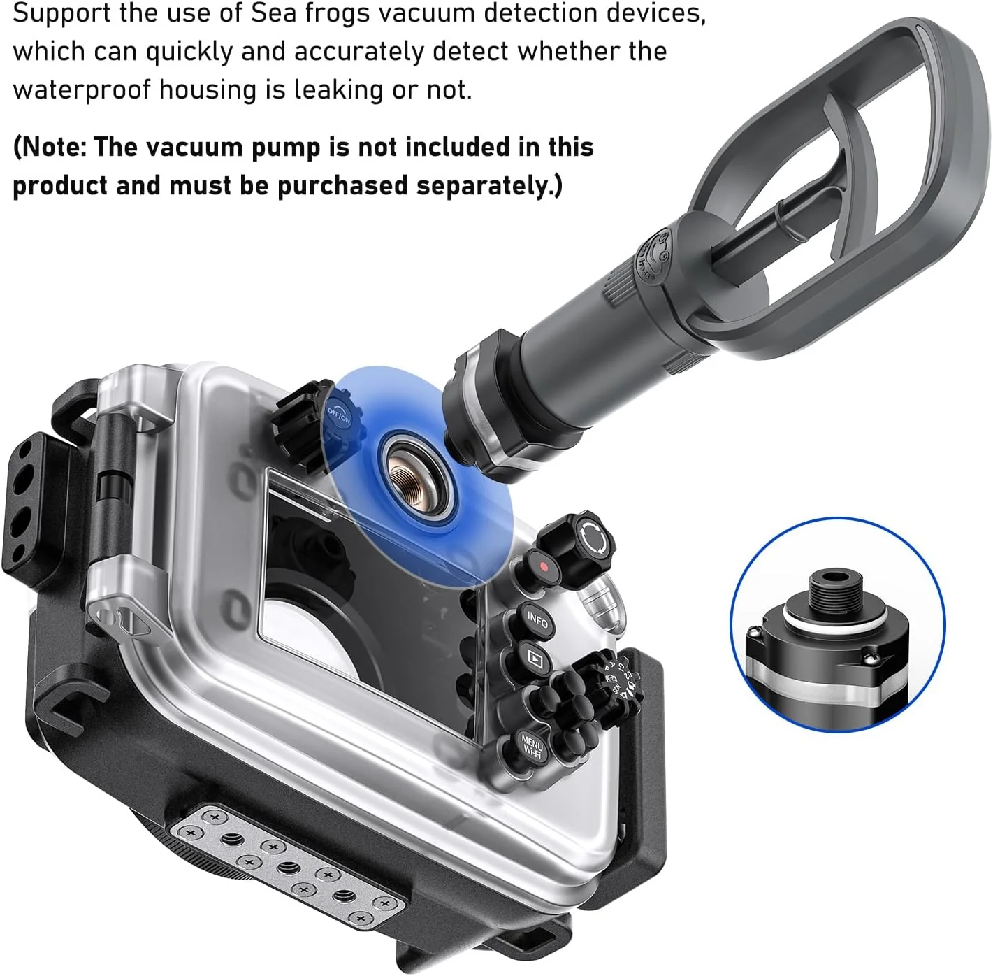 محفظه دوربین Sea Frogs سازگار با Olympus TG6/7، ضد آب با استاندارد IPX8، محافظت تا عمق 60 متر، جعبه دوربین زیر آب (مشکی TG6)