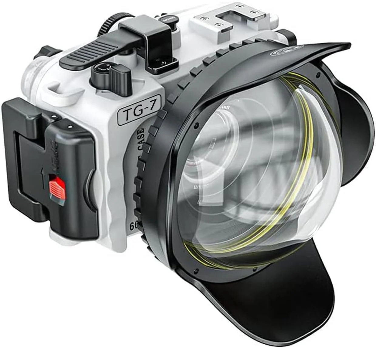 محفظه دوربین Sea Frogs سازگار با Olympus TG-7، ضد آب با استاندارد IPX8، محافظت تا عمق 60 متر / 197 فوت، قاب دوربین زیر آب (همراه با لنز واید انگل + فیلتر قرمز، سفید) محفظه دوربین Sea Frogs سازگار با Olympus TG-7، ضد آب با استاندارد IPX8، محافظت تا عمق 60 متر / 197 فوت، قاب دوربین زیر آب (همراه با لنز واید انگل + فیلتر قرمز، سفید)