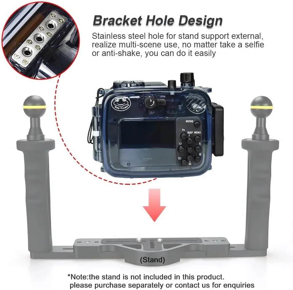 محفظه دوربین Sea Frogs سازگار با Sony RX100 VI، ضد آب با استاندارد IPX8، محافظت تا عمق 40 متری، مناسب برای غواصی، موج سواری و قایقرانی RX100-6