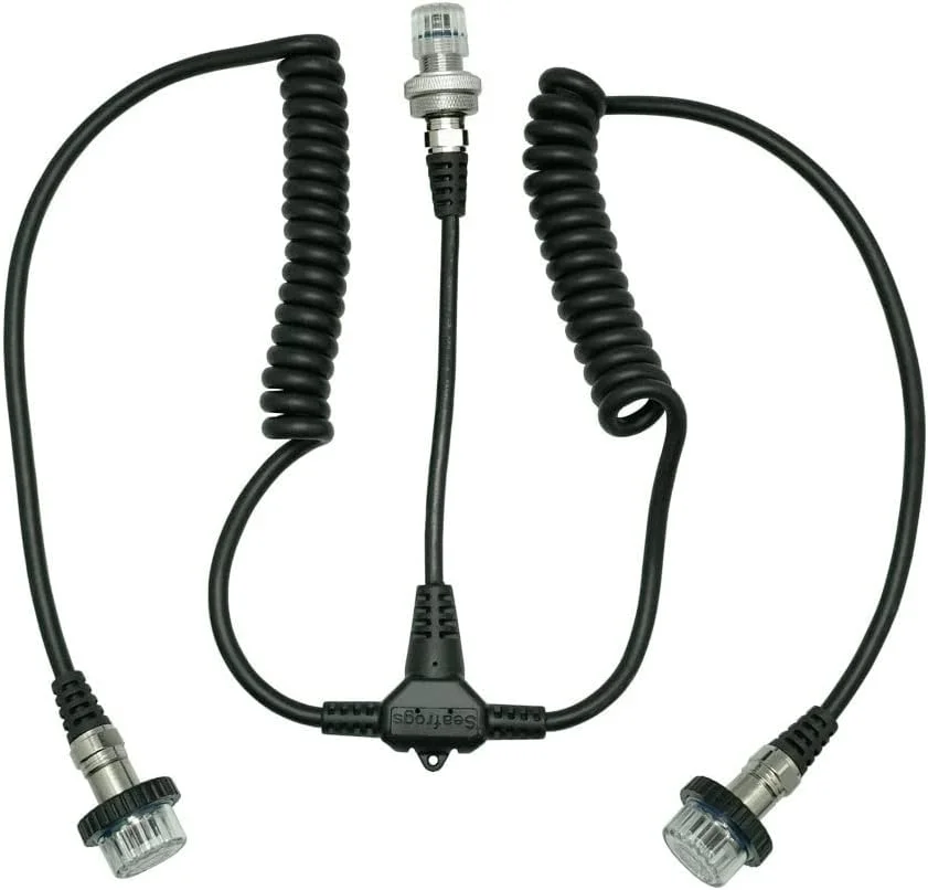 کابل همگام‌سازی دوگانه Sea Frogs OF-02، سیم همگام‌سازی دوگانه 5 پین، خط فیبر نوری به دیواره نوع Nikonos برای محفظه‌های زیر آب Sea Frogs سازگار با فلاش‌های Sea Frogs، Sea & Sea و INON