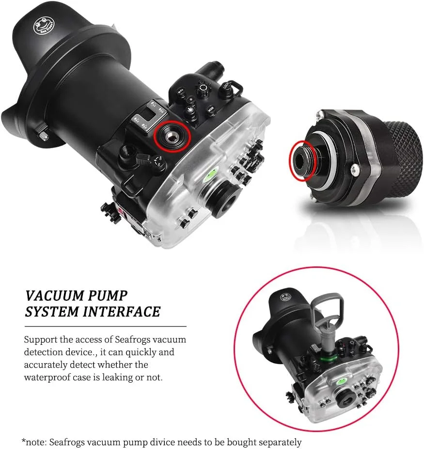 محفظه ضد آب دوربین Sea frogs سازگار با Canon EOS R5 17-40MM f/4L با لنز فیش آی واید انگل، حداکثر عمق غواصی 40 متر / 130 فوت، جعبه حرفه ای غواصی IPX8