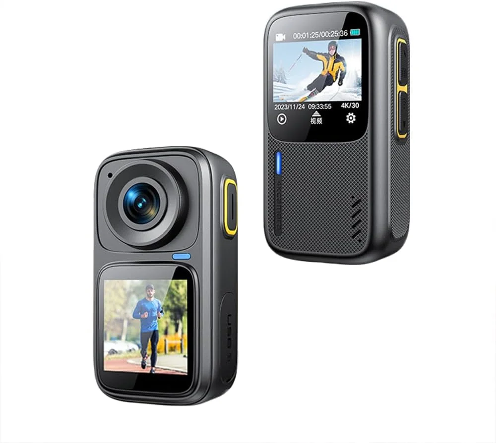 دوربین ورزشی 4K30FPS با WiFi، صفحه نمایش دوگانه، لرزشگیر 6 محوره، کنترل لمسی، کنترل از راه دور با APP، محفظه ضد آب برای زیر آب تا عمق 30 متر، باتری داخلی برای موج سواری و غواصی