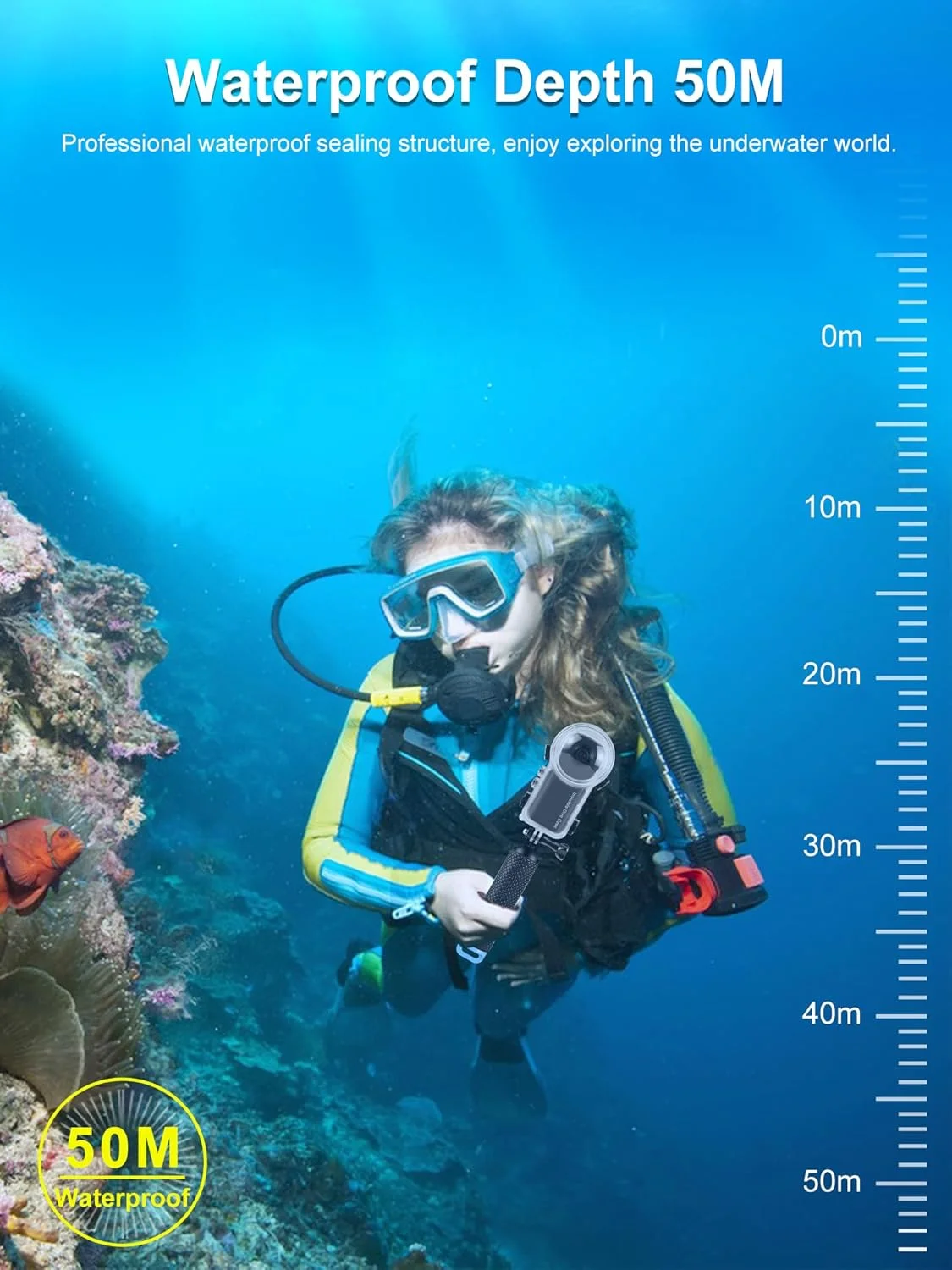 محفظه ضد آب PULUZ 50 متری برای غواصی زیر آب Insta360 X4