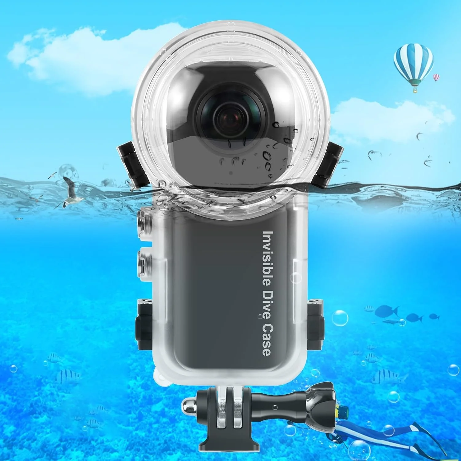 محفظه ضد آب نامرئی PULUZ 50m/164ft برای Insta360 X3، کاور محافظ بدنه PC، دوربین های عکاسی زیر آب برای قاب های ضد آب Insta 360 x3