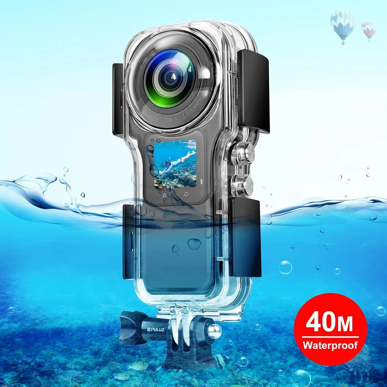 محفظه غواصی PULUZ 40 متری برای Insta360 One RS 1-Inch 360 Edition - کاور ضد آب زیر آب با بدنه PC - لوازم جانبی ضروری دوربین