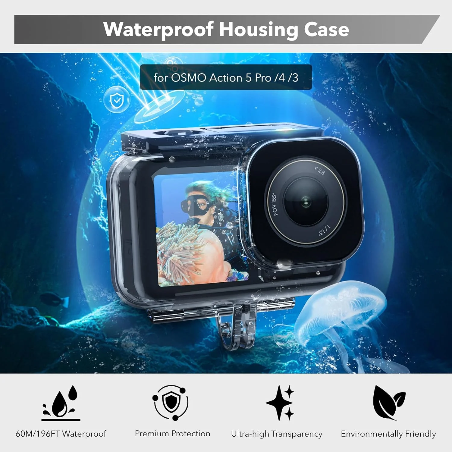 محفظه ضد آب برای DJI Action 5 Pro/Action 4/3، محفظه محافظ غواصی، دسته شناور، بند سر، کیف حمل برای لوازم جانبی غواصی DJI Osmo Action محفظه ضد آب برای DJI Action 5 Pro/Action 4/3، محفظه محافظ غواصی، دسته شناور، بند سر، کیف حمل برای لوازم جانبی غواصی DJI Osmo Action