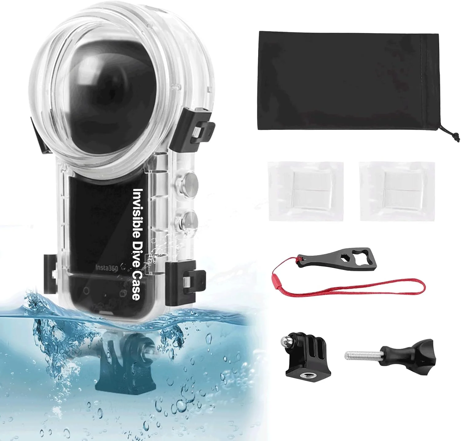 محفظه ضد آب نامرئی سازگار با Insta360 X4، محفظه ضد آب برای غواصی در عمق 50 متری، قاب محافظ برای Insta 360 X4 به همراه لوازم جانبی محفظه ضد آب نامرئی سازگار با Insta360 X4، محفظه ضد آب برای غواصی در عمق 50 متری، قاب محافظ برای Insta 360 X4 به همراه لوازم جانبی