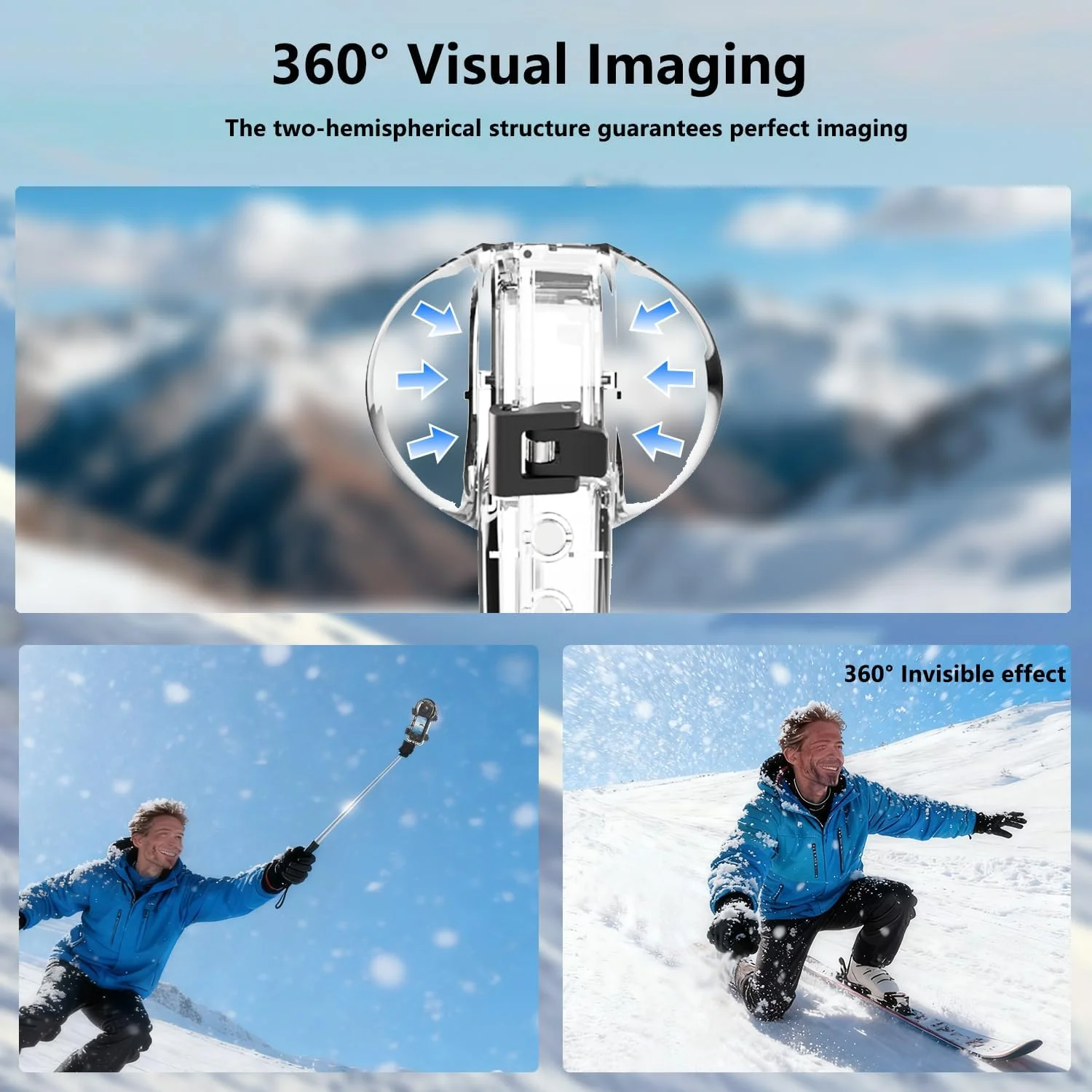 محفظه غواصی نامرئی سازگار با Insta360 X5 – محفظه ضد آب غواصی تا عمق 60 متر/196 فوت، ضد مه، لنز فوق‌العاده شفاف، محافظت 360 درجه برای غواصی، موج‌سواری، غواصی سطحی و ورزش‌های سنگین