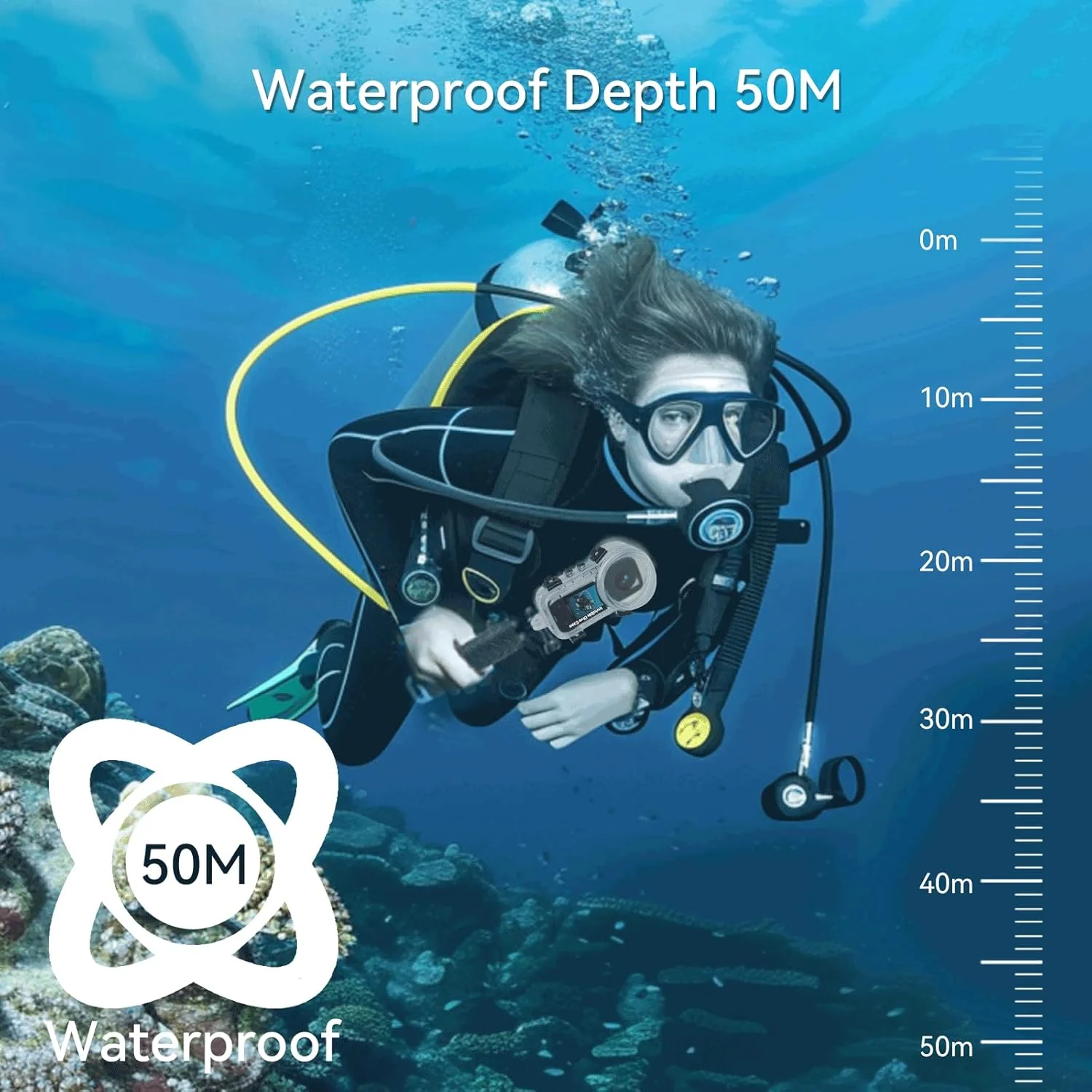 محفظه ضد آب نامرئی سازگار با Insta360 X4، محفظه ضد آب برای غواصی در عمق 50 متری، قاب محافظ برای Insta 360 X4 به همراه لوازم جانبی