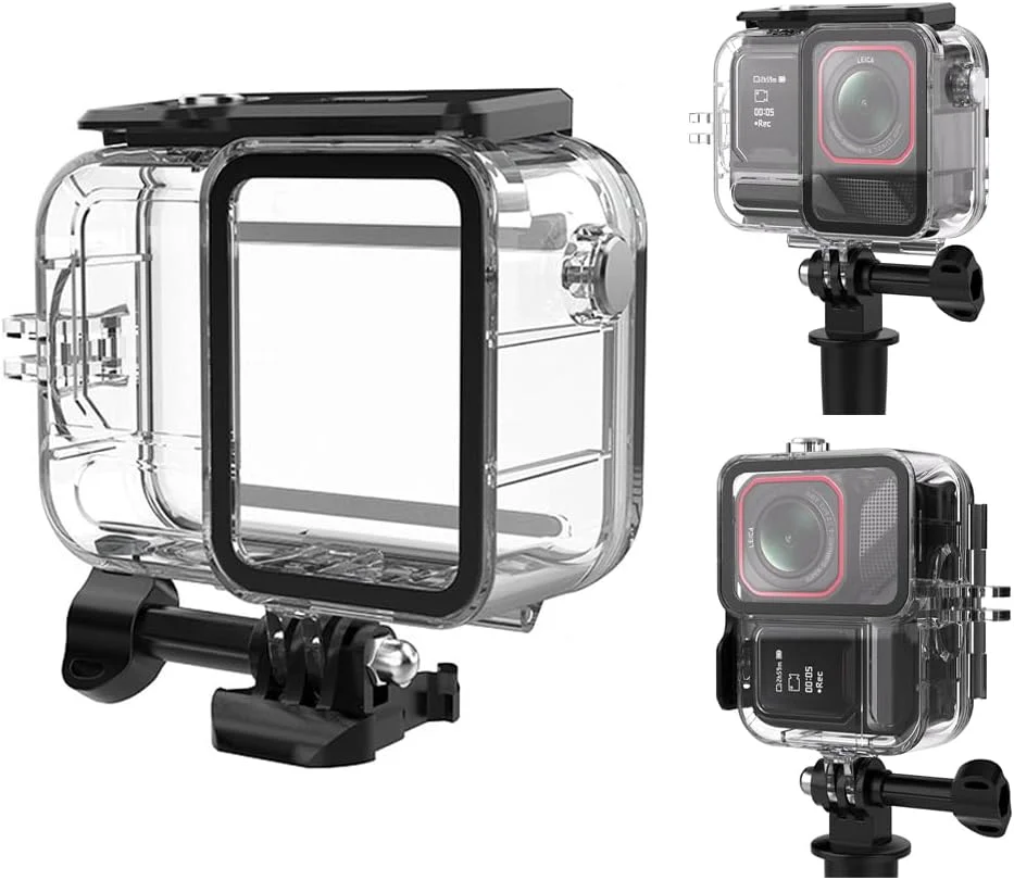 محفظه غواصی با قابلیت عکسبرداری افقی و عمودی برای دوربین Insta360 Ace Pro 2، ضد آب تا عمق 45 متری با پایه اتصال سریع