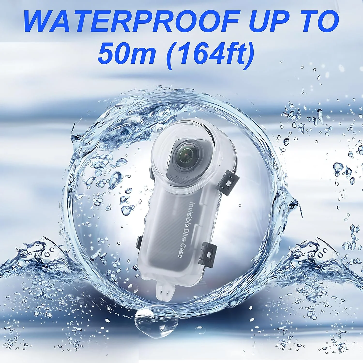 محفظه ضد آب نامرئی برای Insta360 X4، مقاوم در برابر آب تا عمق 50 متر، محفظه عکاسی زیر آب نامرئی، پوشش محافظ X4 با لوازم جانبی براکت