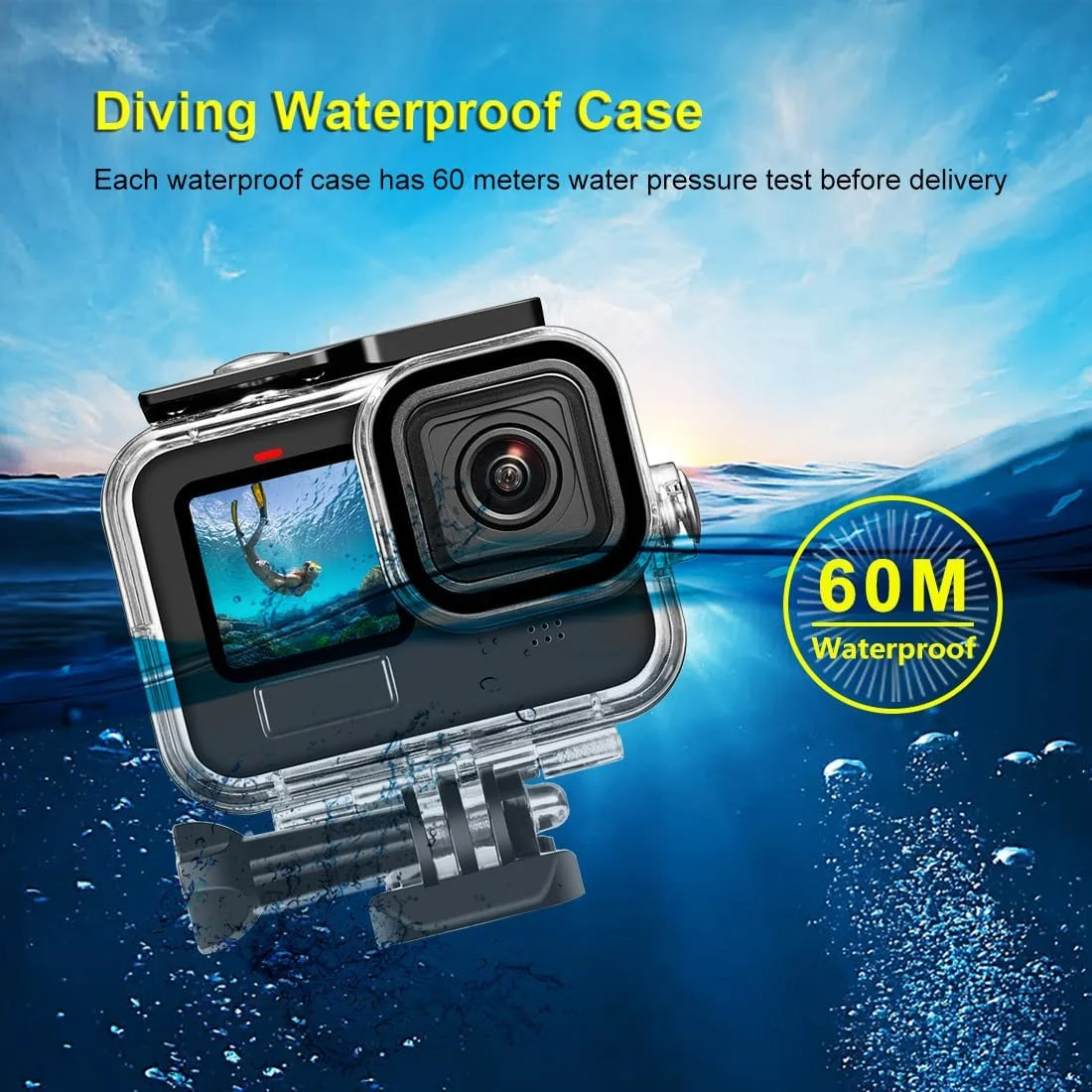 محفظه ضد آب 60 متری برای دوربین های GoPro Hero13/Hero12/Hero11/Hero10/Hero9 Black، محافظ زیرآبی برای Hero13/12/11/10/9 Black