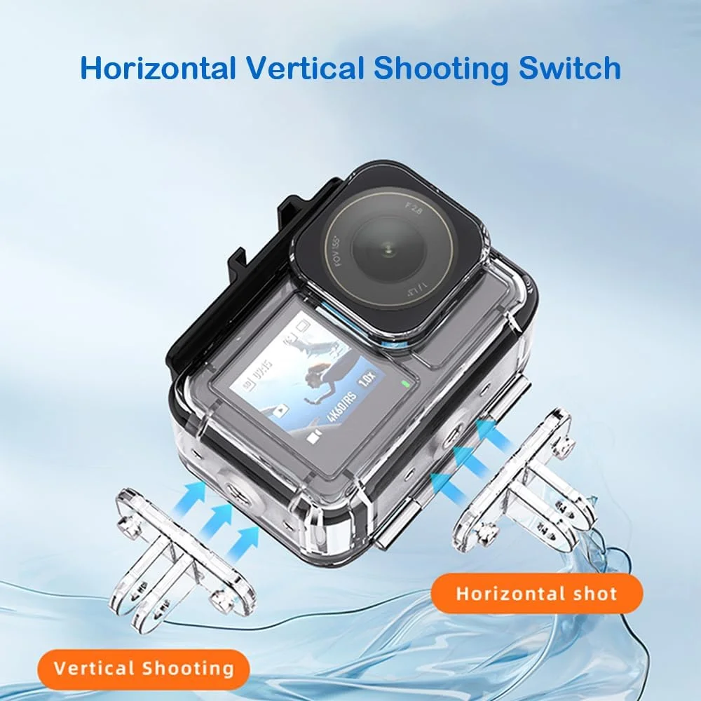 محفظه ضد آب برای فیلمبرداری افقی و عمودی دوربین DJI Osmo Action 3/Action 4/Action 5 Pro، پوسته محافظ غواصی عمیق 45 متری