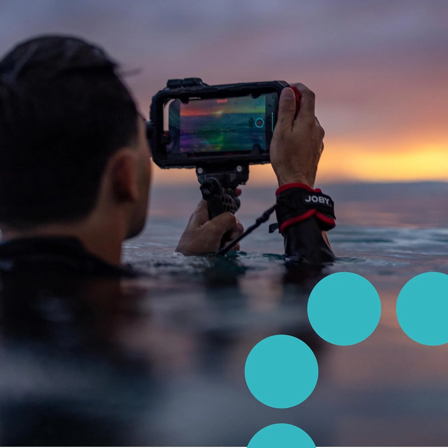 بند ورزشی SeaPal JOBY، برای قاب ضد آب گوشی هوشمند SeaPal، طناب بافته شده، برای تولید محتوای اکشن، فیلمبرداری، عکاسی، موج سواری، غواصی، ماهیگیری و مسافرت، JB01953-BWW