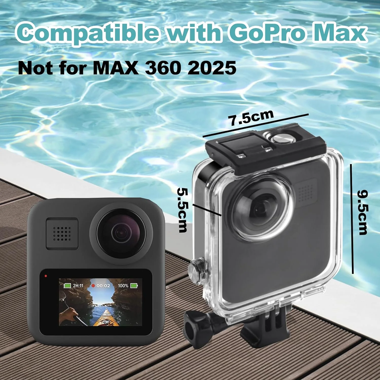 محفظه ضد آب سازگار با دوربین پانورامای 360 درجه GoPro Max، پوسته محافظ غواصی زیر آب تا عمق 40 متری با درج ضد مه و دکمه های فولاد ضد زنگ 316 (نه برای Max 360 2025) محفظه ضد آب سازگار با دوربین پانورامای 360 درجه GoPro Max، پوسته محافظ غواصی زیر آب تا عمق 40 متری با درج ضد مه و دکمه های فولاد ضد زنگ 316 (نه برای Max 360 2025)