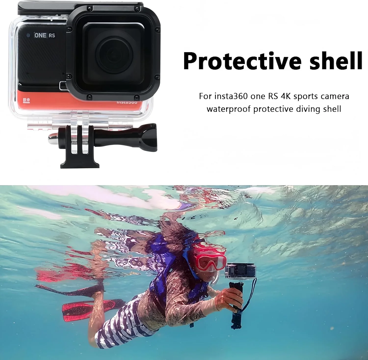 محفظه ضد آب سازگار با Insta360 ONE RS 4K Edition، قاب غواصی زیر آب 60 متری