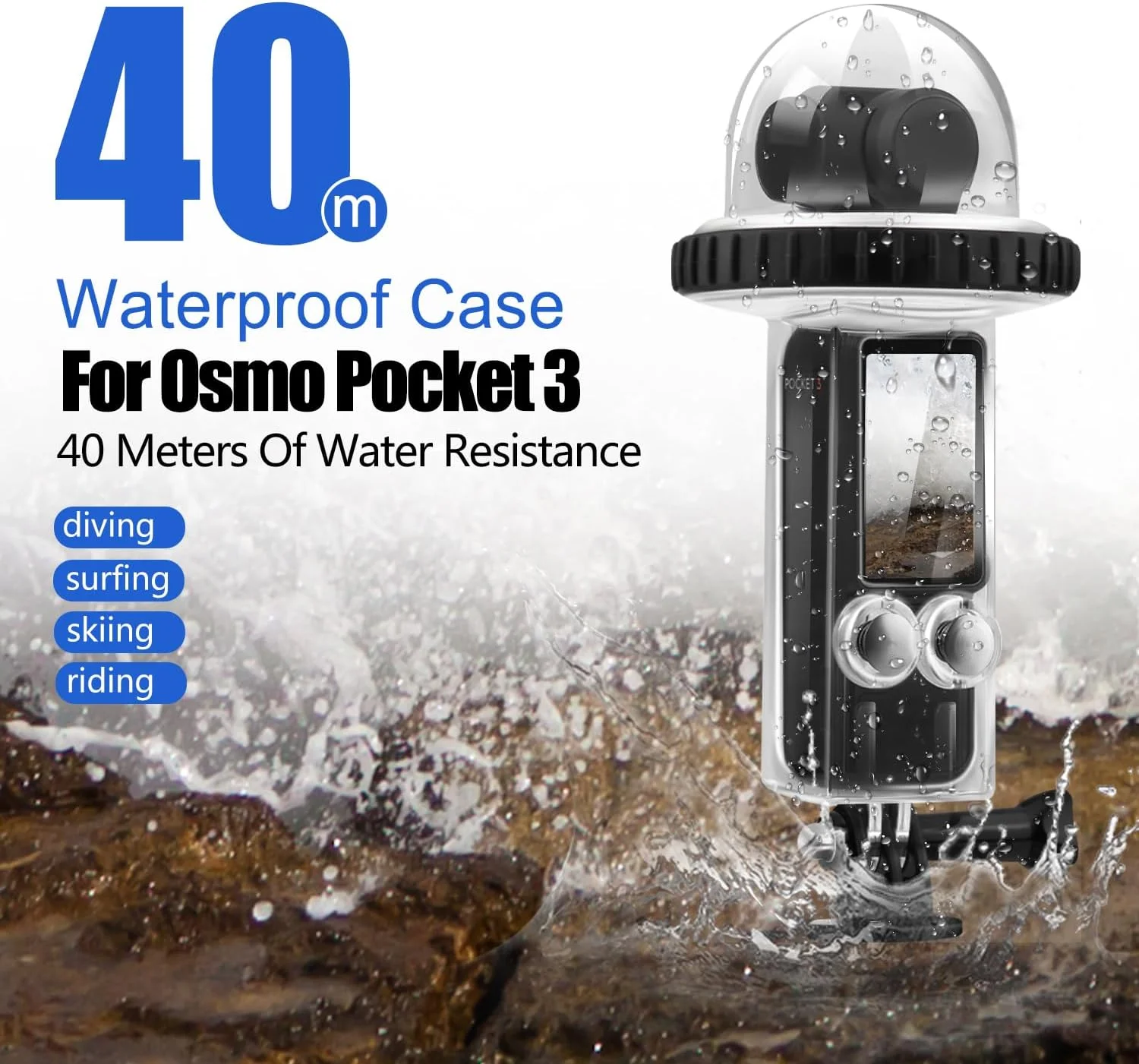 محفظه محافظ ضد آب برای DJI Osmo Pocket 3، مناسب برای غواصی تا عمق 40 متری (131 فوت) - شفاف محفظه محافظ ضد آب برای DJI Osmo Pocket 3، مناسب برای غواصی تا عمق 40 متری (131 فوت) - شفاف