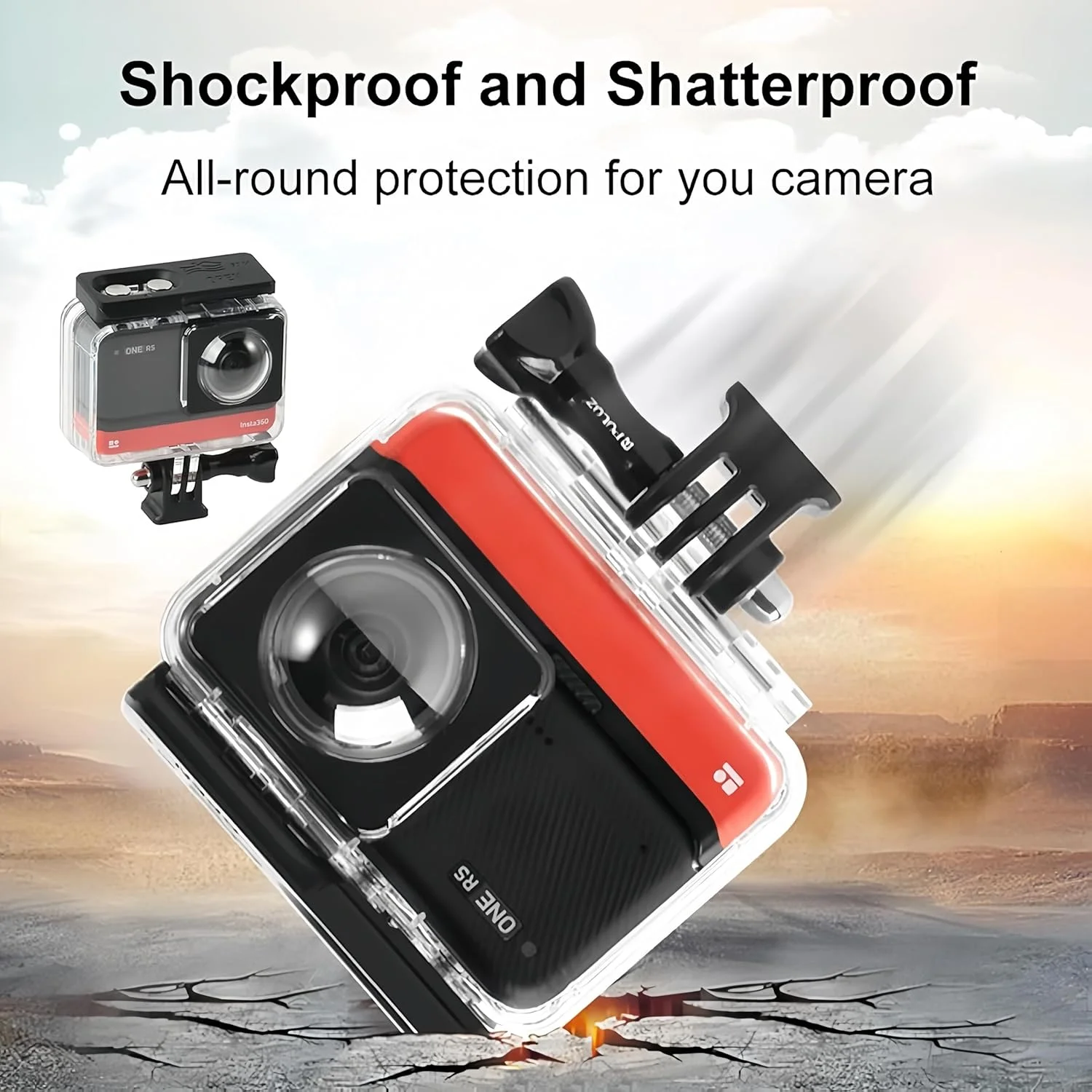 محفظه ضد آب سازگار با Insta360 ONE RS 360، قاب محافظ زیر آب تا عمق 60 متر