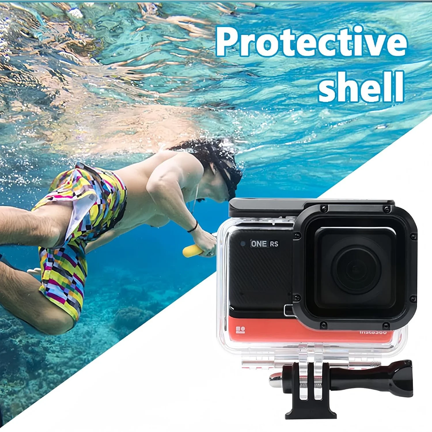 محفظه ضد آب سازگار با Insta360 ONE RS 4K Edition، قاب غواصی زیر آب 60 متری