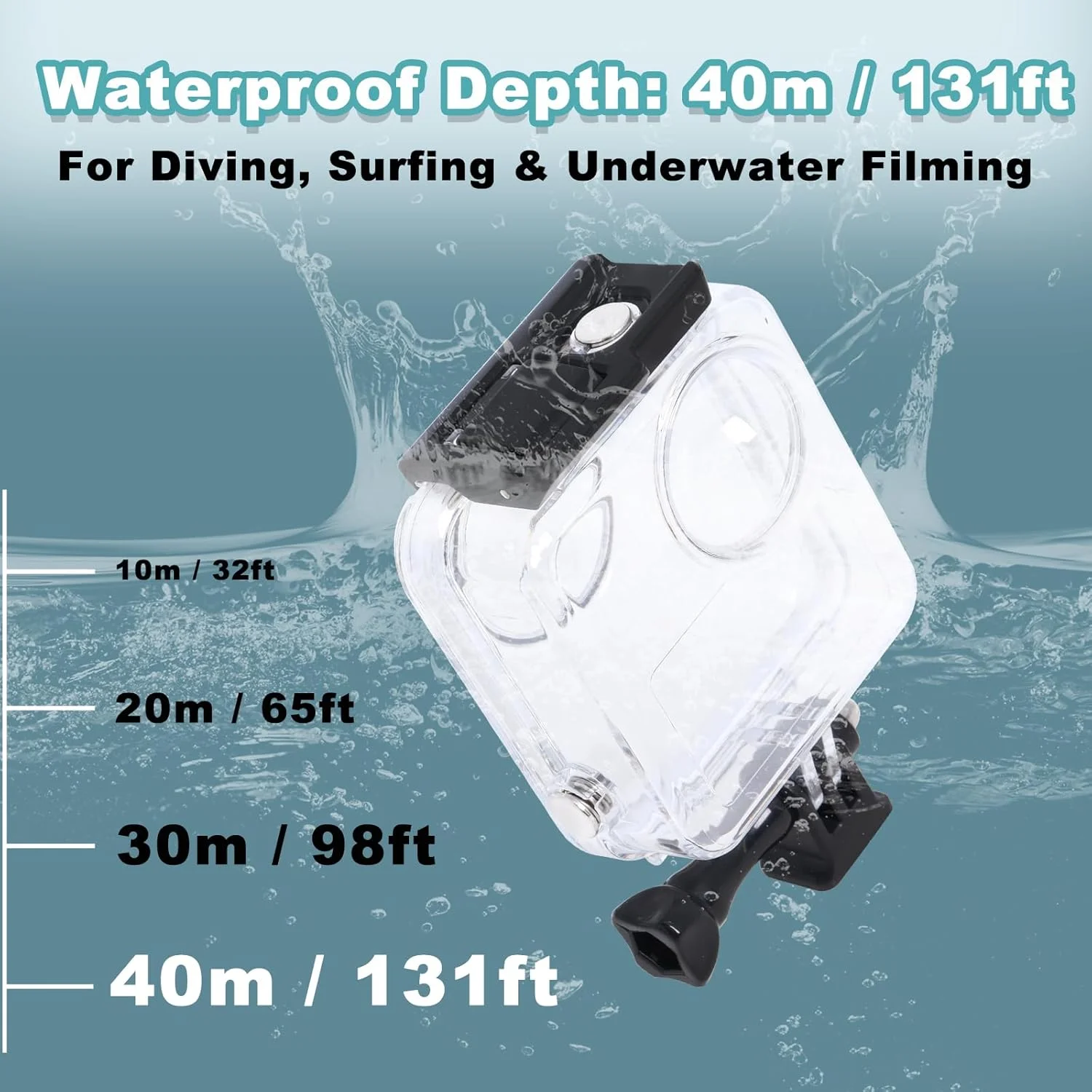 محفظه ضد آب سازگار با دوربین پانورامای 360 درجه GoPro Max، پوسته محافظ غواصی زیر آب تا عمق 40 متری با درج ضد مه و دکمه های فولاد ضد زنگ 316 (نه برای Max 360 2025) محفظه ضد آب سازگار با دوربین پانورامای 360 درجه GoPro Max، پوسته محافظ غواصی زیر آب تا عمق 40 متری با درج ضد مه و دکمه های فولاد ضد زنگ 316 (نه برای Max 360 2025)