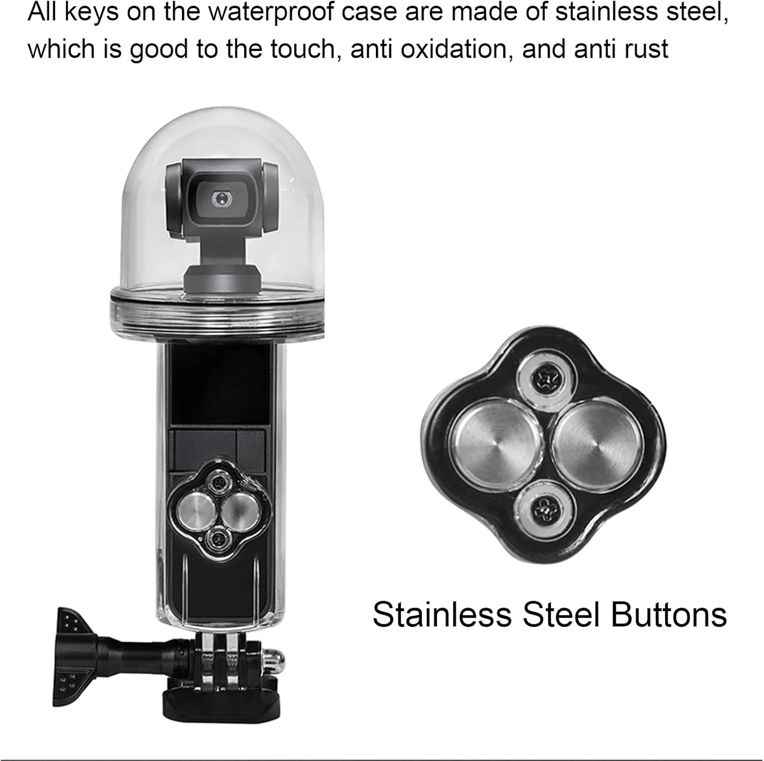 محفظه 60 متری Hilitand برای Osmo Pocket، محافظ ضد آب تا عمق 60 متر، با طراحی نیم دایره ای، مناسب موج سواری، غواصی و شنا