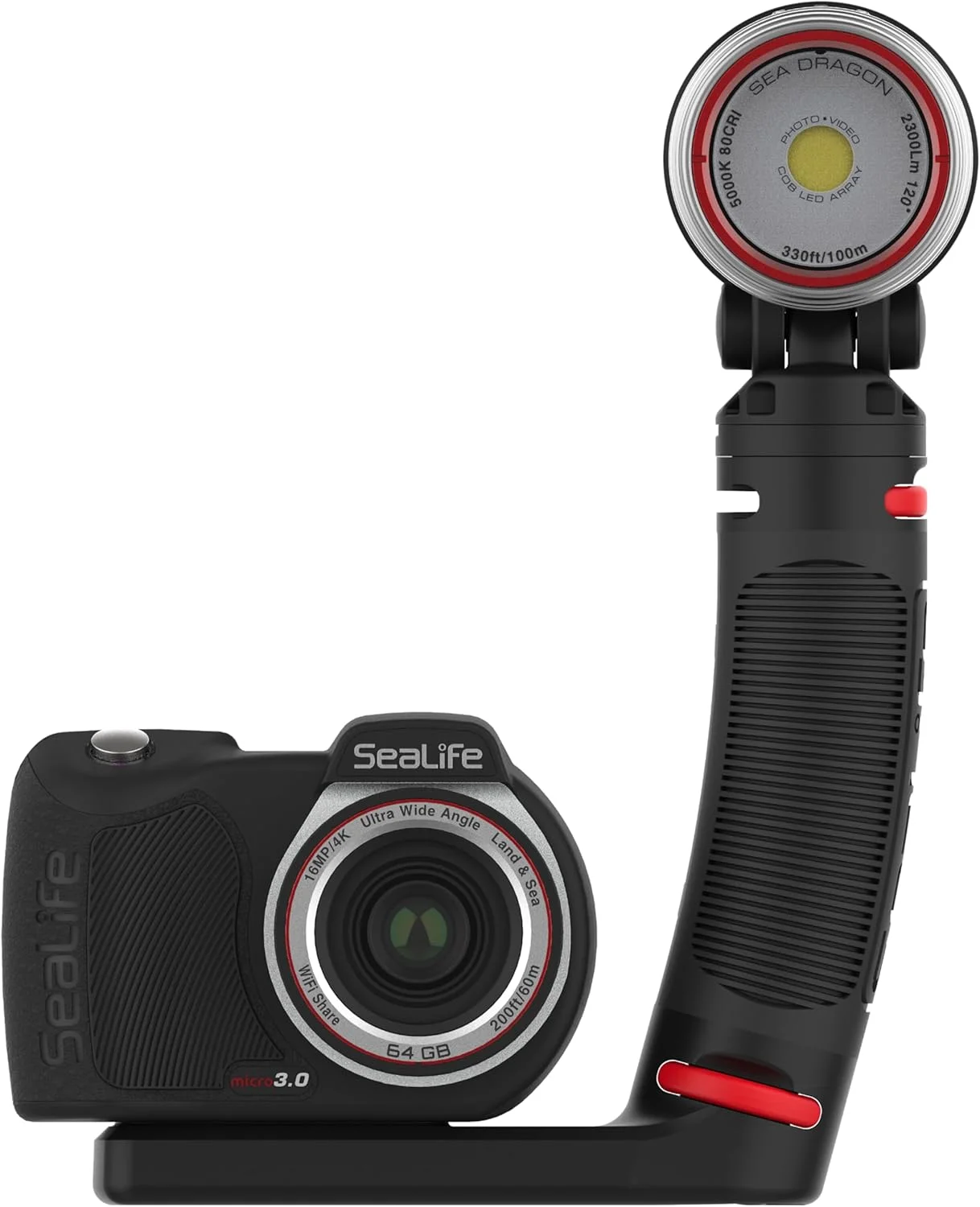 ست هدیه دوربین زیرآبی SeaLife Micro 3.0 Limited Edition Explorer برای عکاسی و فیلمبرداری، راه اندازی آسان، شامل نور Sea Dragon 2300 Photo-Video