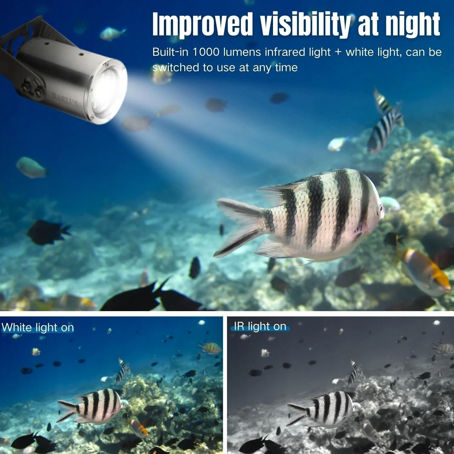 کیت دوربین فیلمبرداری زیر آب بارلوس، دوربین ضد آب 2 مگاپیکسلی با صفحه نمایش 10 اینچی IPC، سیستم کنترل قابل حمل PC با SSD 500 گیگابایتی، میله تلسکوپی 2 متری برای بازرسی های زیر آب